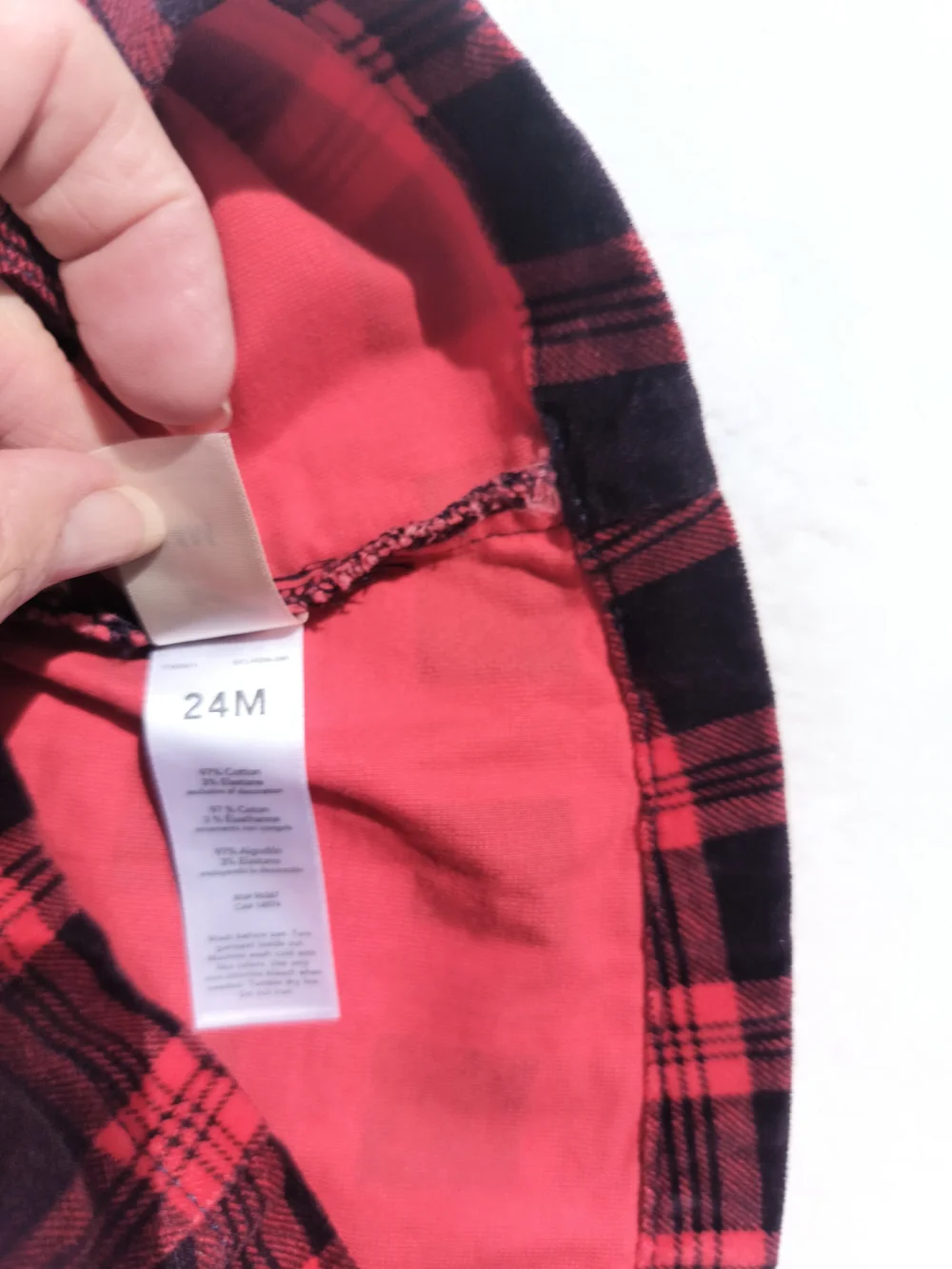 OshKosh B'gosh Red and Black Plaid Pinafore Overalls